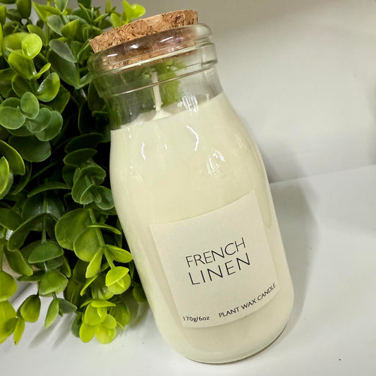 French Linen Retro Bottle Candle