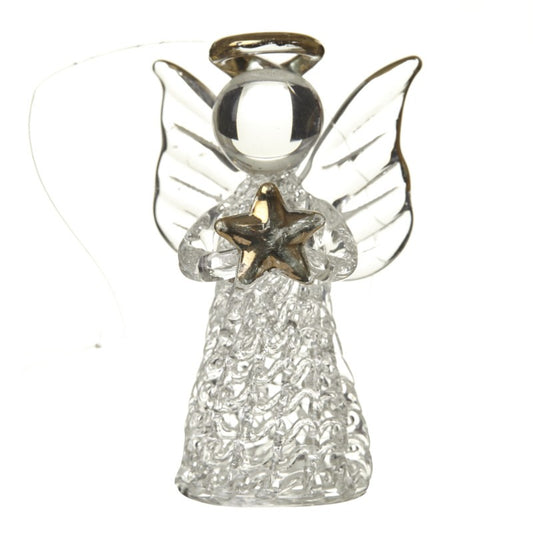 Hanging Glass Angel with Gold Star