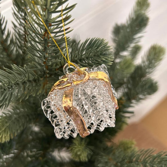 Glass Present Tree Decoration