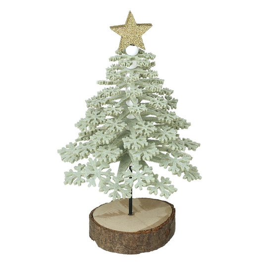 Pale Green Felt Christmas Tree on Wooden Base