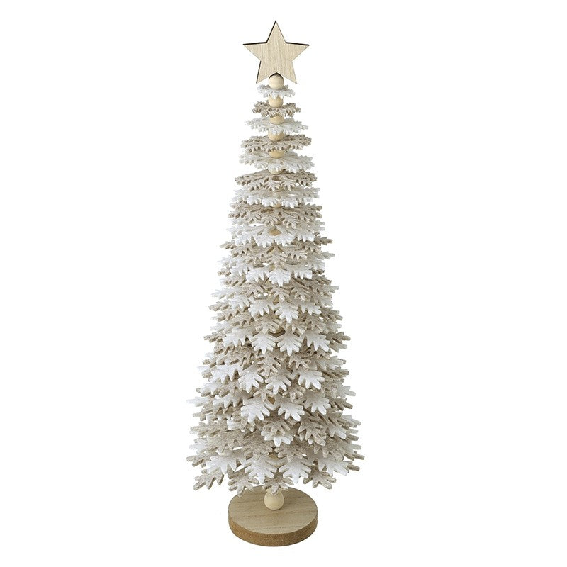 Beige & White Snowflake Tree