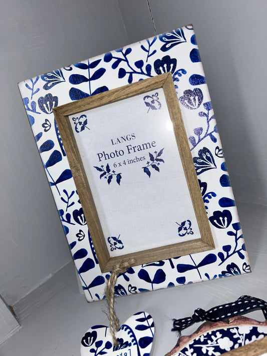 Indigo Floral Photo Frame