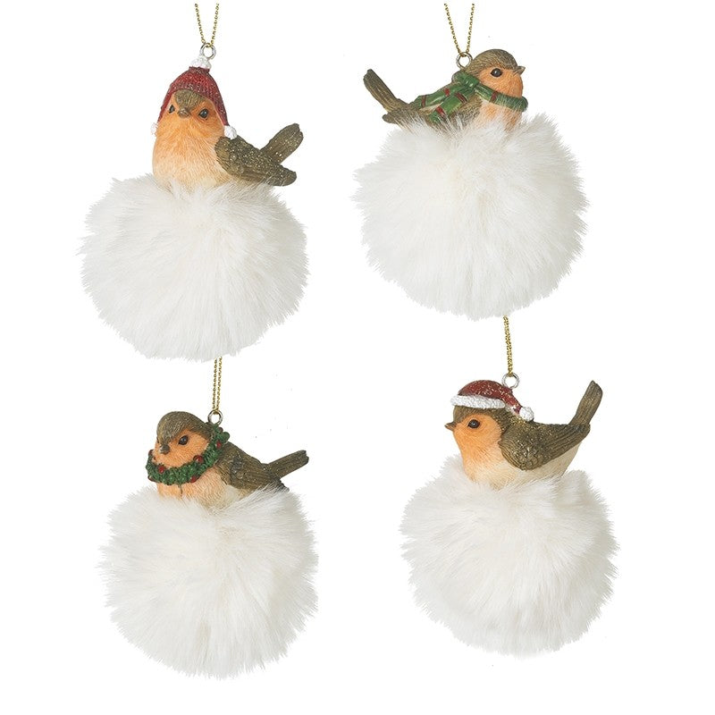 Ceramic Robin on Snowball Hanger