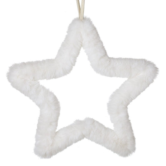 Fluffy Hanging White Star Large