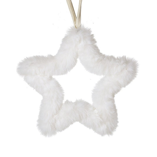 Fluffy Hanging White Star Small