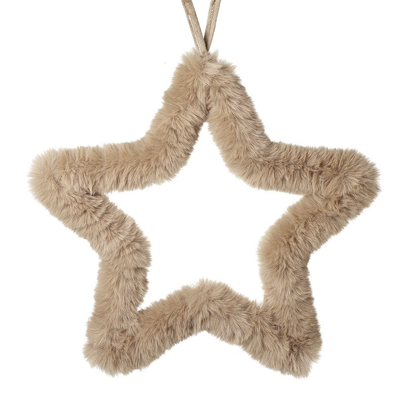 Fluffy Hanging Brown Star Large