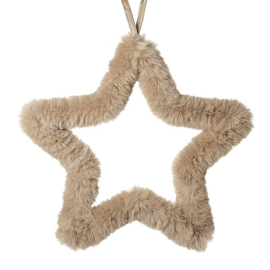 Fluffy Hanging Brown Star Large
