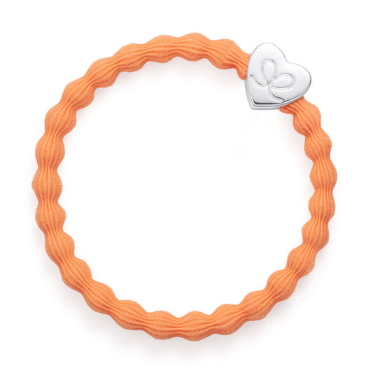 By Eloise Bangle Band Neon Orange with Silver Heart