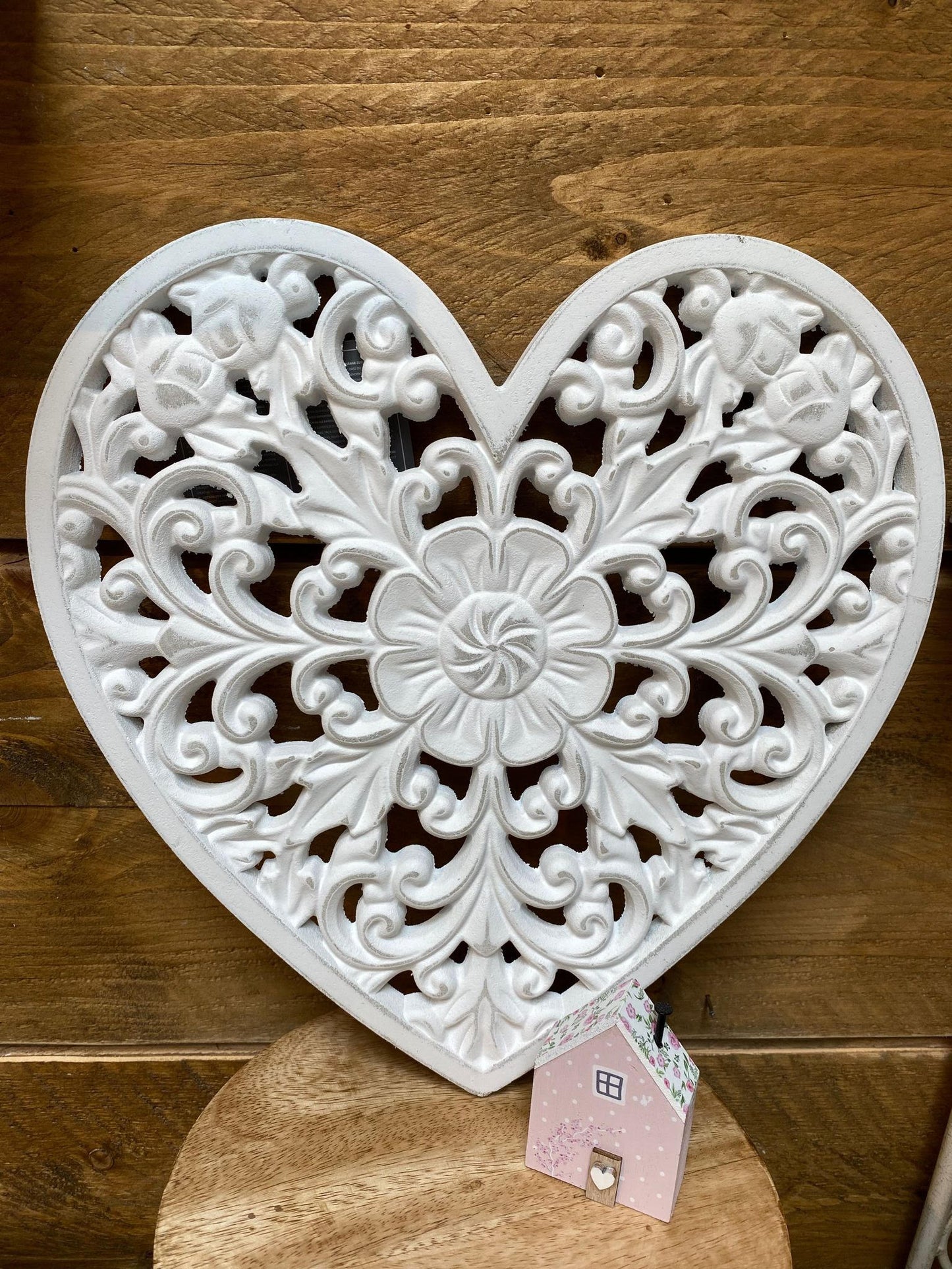 White Carved Heart Plaque