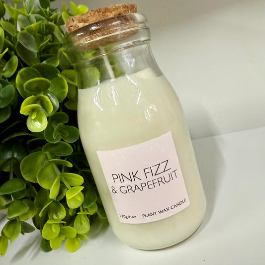 Pink Fizz & Grapefruit Retro Bottle Candle