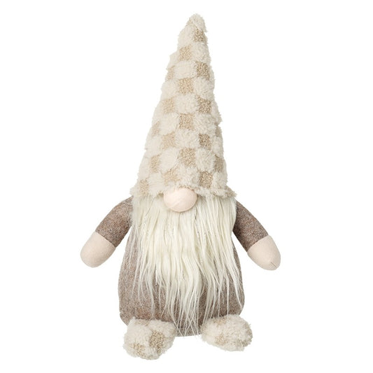 Brown Gonk In Check Fluffy Hat Large