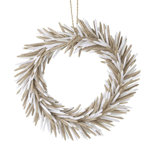 White & Fawn Long Leaf Wreath Small