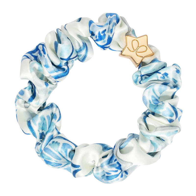 By Eloise Bangle Band Silk Scrunchie Santorini with Gold Star