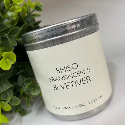 Shiso, Frankincense & Vetiver Tin Candle