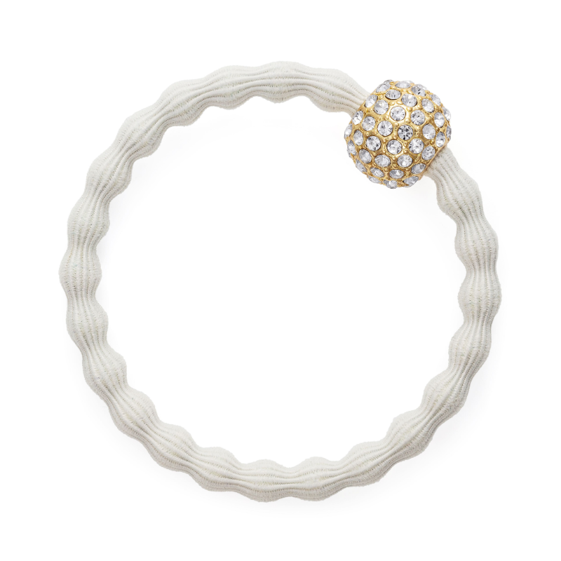 By Eloise Bangle Band Ivory with Gold Snowball