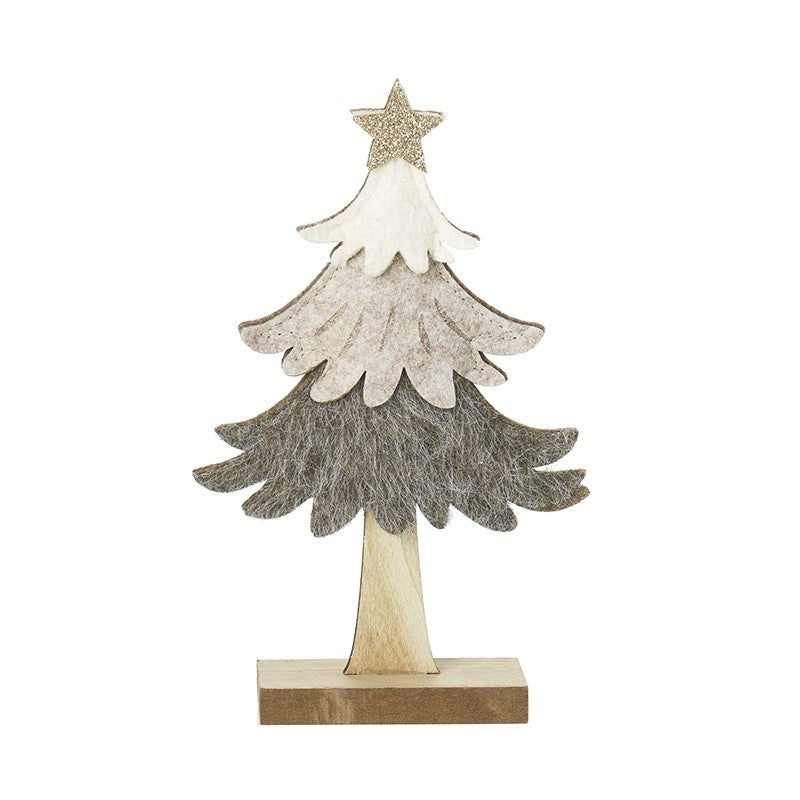 Brown & Cream Felt Tree Small