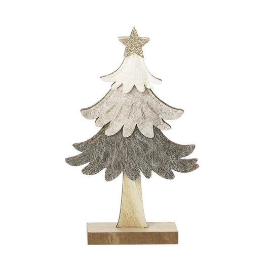 Brown & Cream Felt Tree Small