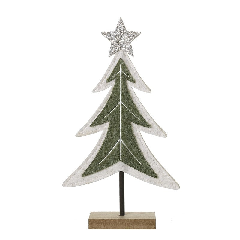 Green & White Felt Tree with Gold Star Medium