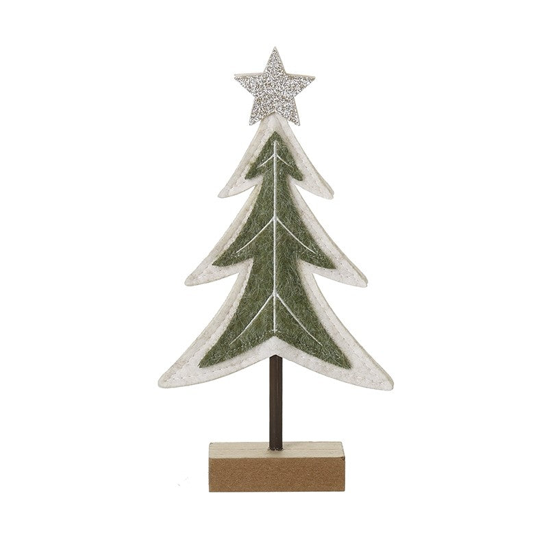Green & White Felt Tree with Gold Star Small
