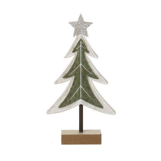 Green & White Felt Tree with Gold Star Small