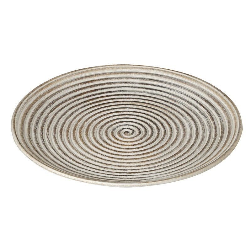 Large Cream Swirl Wood Plate