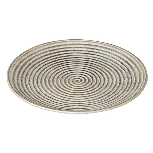 Large Cream Swirl Wood Plate