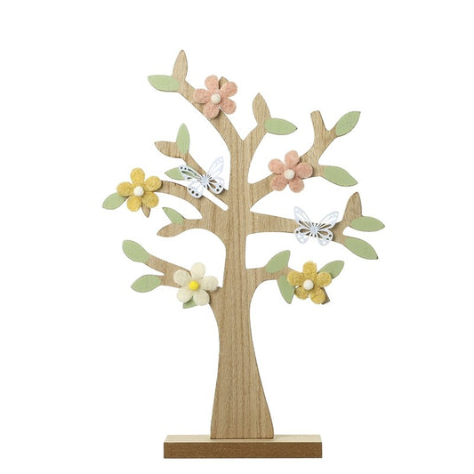 Felt Flowers Wooden Tree