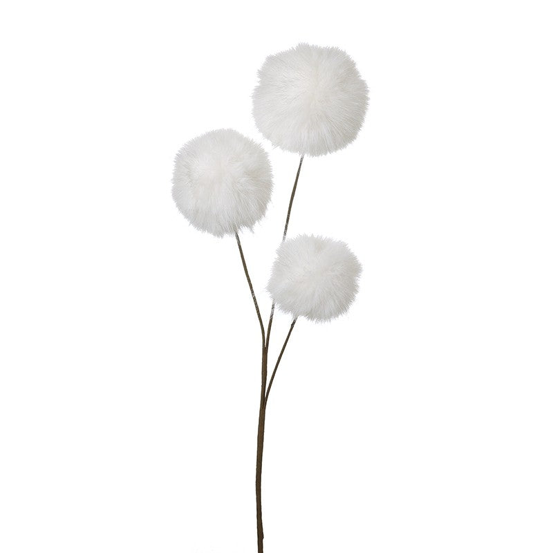 White Fur Pom Pom Branch