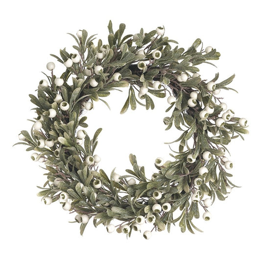 Green Leaves & White Berry Wreath