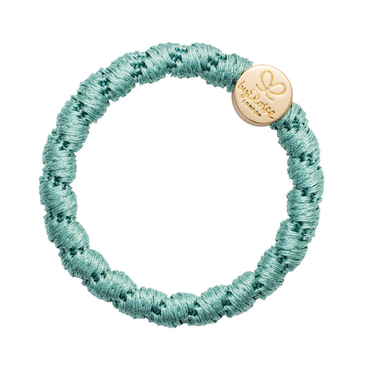 By Eloise Bangle Band Woven Gold Circle Seafoam Green