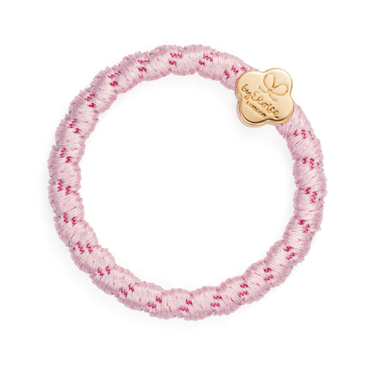 By Eloise Bangle Band Woven Gold Quatrefoil Soft Pink