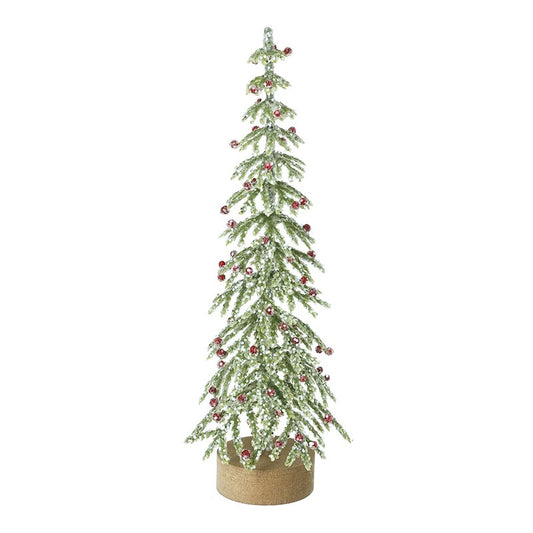 Glitter Green Tree with Red Berries Large