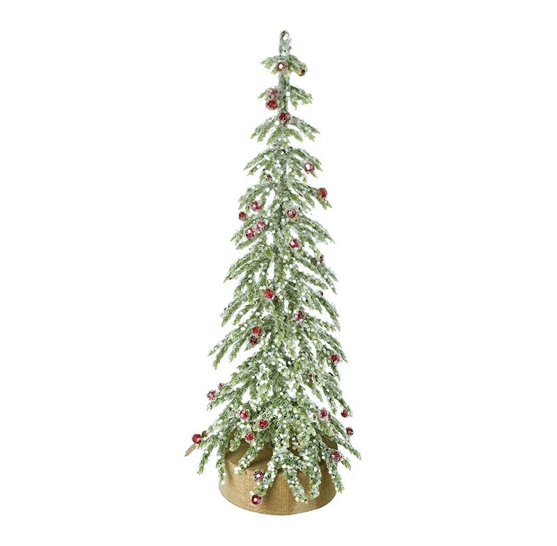 Glitter Green Tree with Red Berries Small