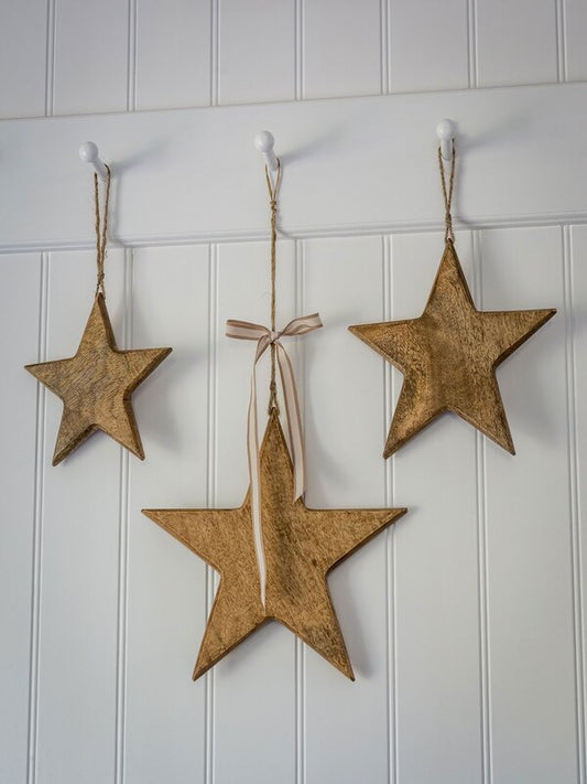 Natural Wooden Hanging Stars