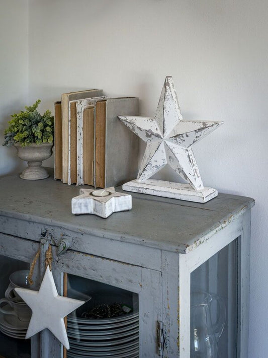 Distressed White Wooden Star