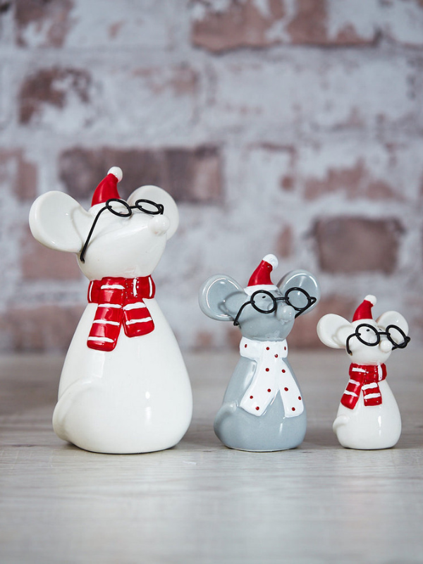 Set of 3 Mouse Ornaments