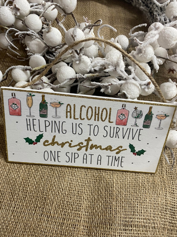 Alcohol Christmas Drinks Plaque