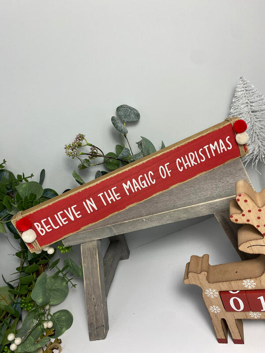 Believe In The Magic of Christmas Pom Pom Plaque