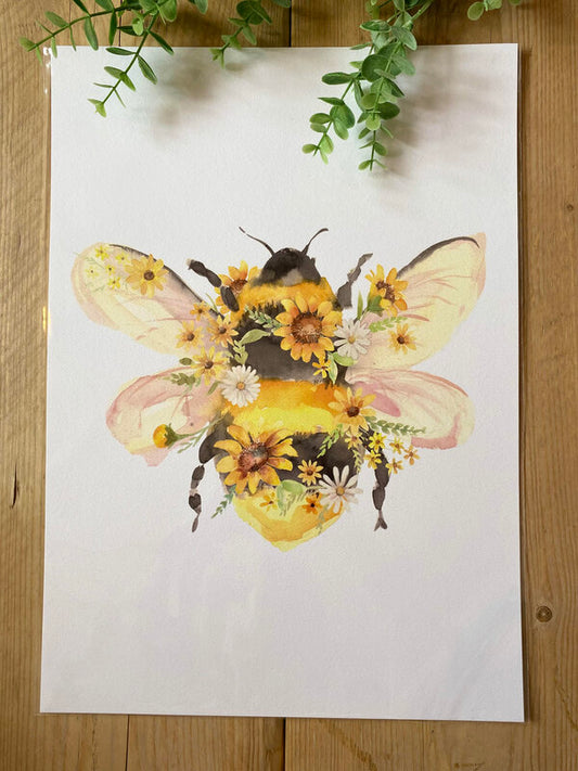 Floral Bee A3 Wall Print