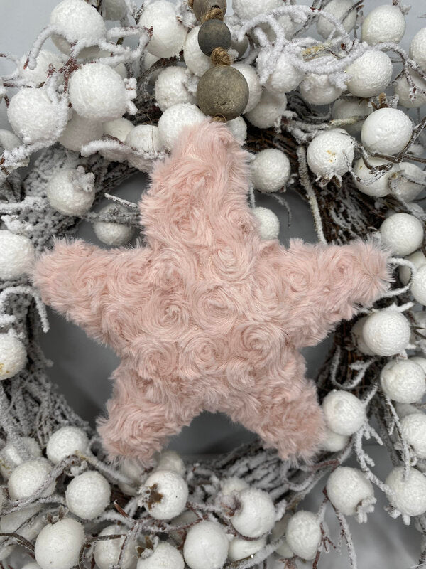 Pink Fluffy Heart & Star Decoration