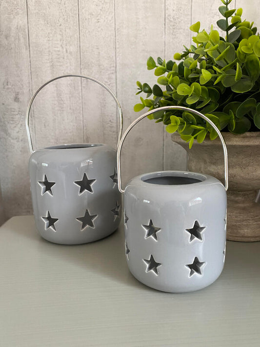 Grey Star Ceramic T-Light Holder