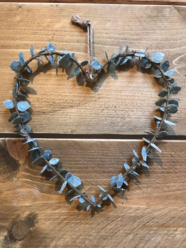 Heart Wreath with Frosted Eucalyptus – Beau and Brooke