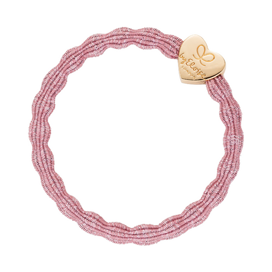 Metallic Rose Pink Bangle Band with Gold Heart