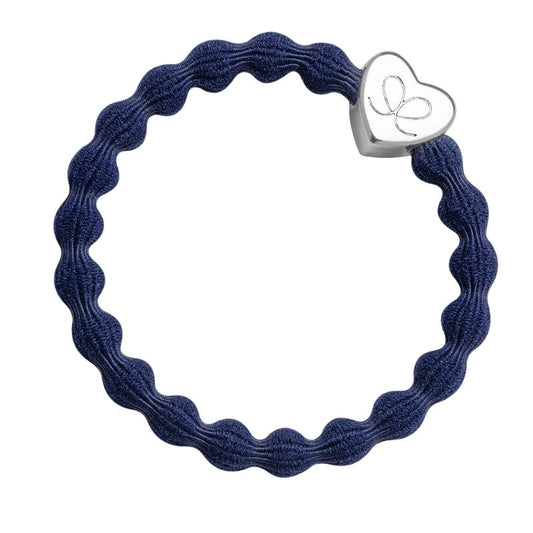 Navy Bangle Band with Silver Heart