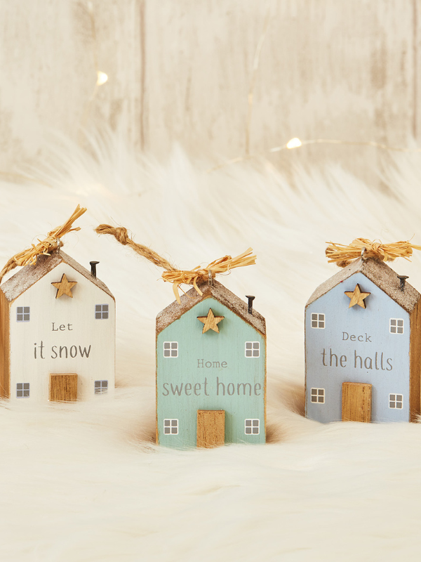 Pastel Wooden House Hangers