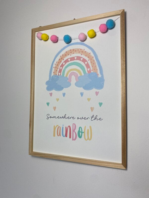 Rainbow Pom Pom Plaque