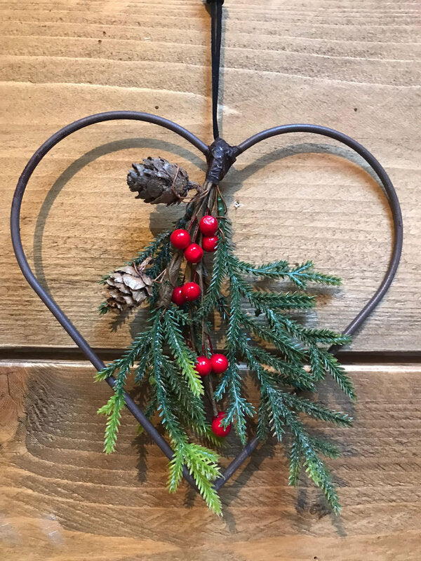 Small Hanging Heart with Leaf Bunch