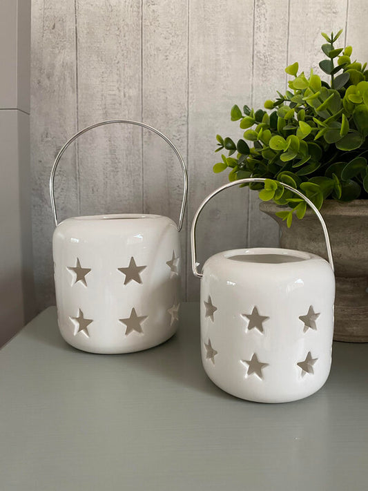White Star Ceramic T-Light Holder