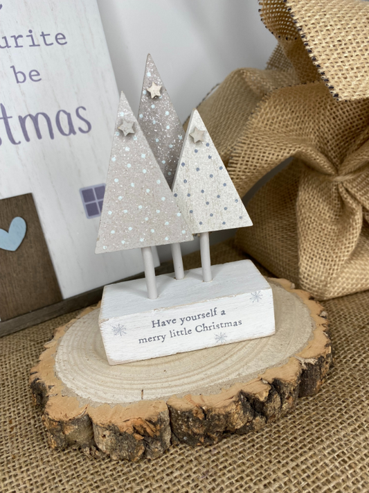 Wooden Merry Christmas Block